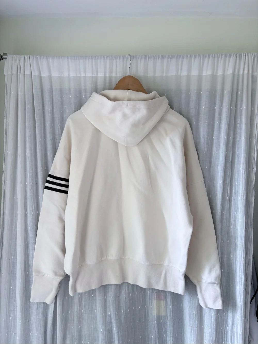 Adidas Originals Neuclassics Off-White Hoodie with Black Three-Stripes